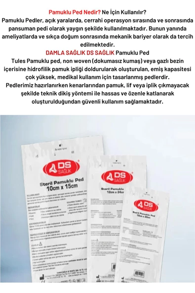 Steril Pamuklu Ped 10x20cm Tekli 2 Adet - 4