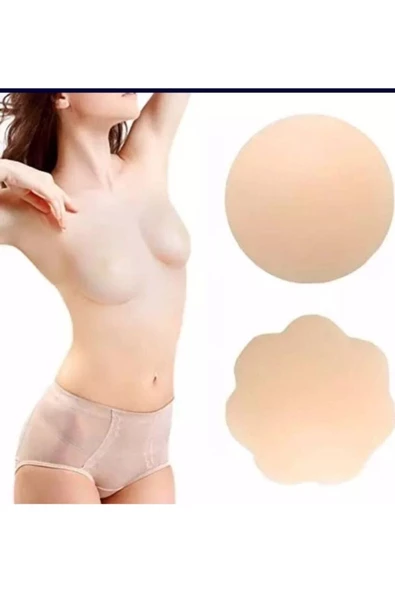 Silikon Göğüs Ucu Kapatıcı Gizleyici Bant Aparat Nipple Pad 2 Adet Papatya Ve Düz Desen 1 Rer Adet - 5