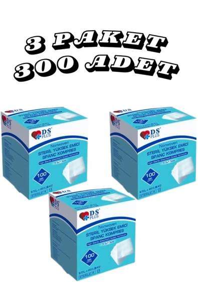 Steril Emici Kompres Gazlı Bez 7,5x7,5cm 300 Adet ( 5 li zarf 60 pk) hidrofil sargı 5 adet hediye - 2