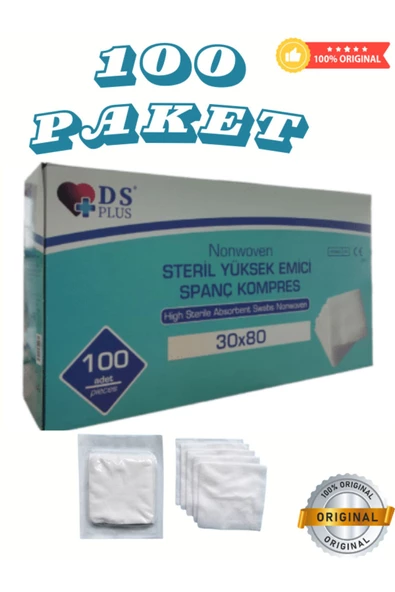 Steril NONWOVEN KOMPRES YÜKSEK EMİCİ 30x80cm (2 Adet 30x40) (100 LÜ KUTU Fiyatıdır )