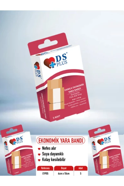 Yara Bandı EKONOMİK GENİŞ Boy Economic First Aid Strip 100mm x 60mm 5 ADET