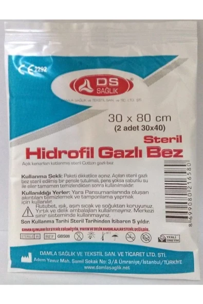 Ds Steril Gazlı Bez 30*80 - 2'li Pk