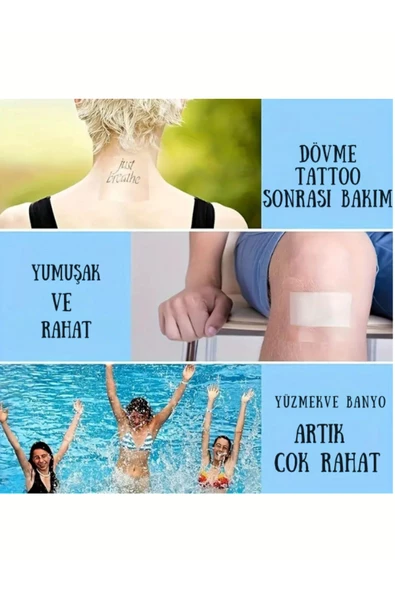 Şeffaf Pu Banyo Ve Dövme SEZERYAN Bandı Tıbbi Su Geçirmez Rulo Flaster Yara Örtusu 15cmx10m - 5
