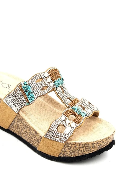 Guja 25Y101 Kadın Taşlı Comfort Dolgu Topuk Terlik - 10