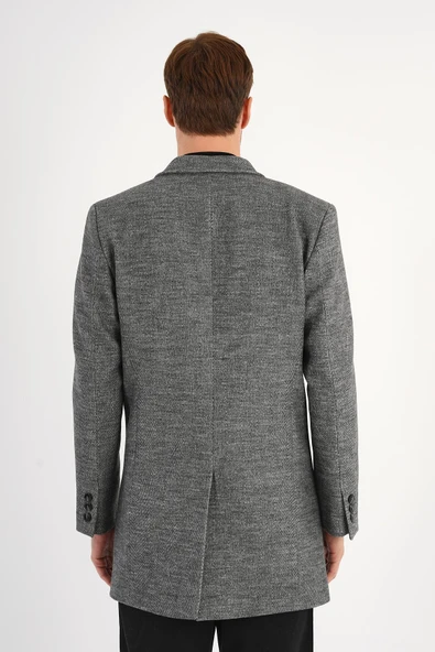 Chill Balıksırtı Gri Erkek Kaşe Kaban - 3