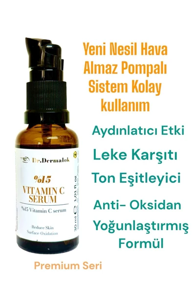 Vitamin C %15 Yoğun Formül Premium seri Ton Eşitleyici Aydınlatıcı Yüz Serumu 30ml Tüm Ciltler Için