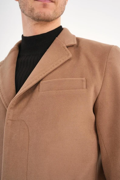 Chill Bej Erkek Kaşe Kaban - 4