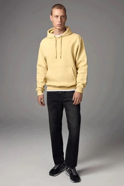 Erkek Kapşonlu Rahat Kalıp İçi Polarlı 3 iplik Kalın SweatShırt spr25sw55 - Resim 11