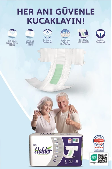 Holder Yetişkin Belbantlı Hasta Bezi Medium 30 x 2 Adet - Resim 4