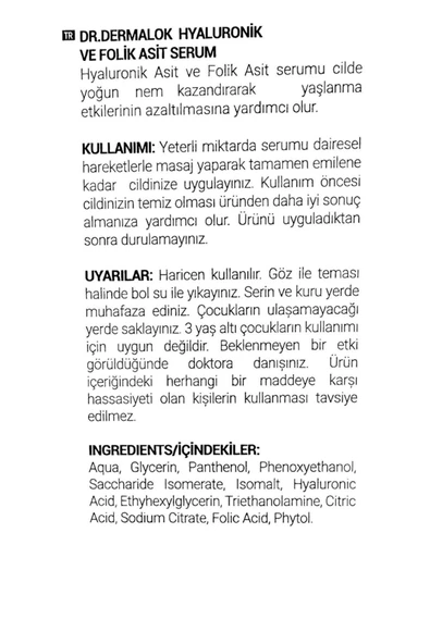 Hyaluronik ve Folik Asit Premium Series Serum Yoğun Nemlendirici 30 ml - 4