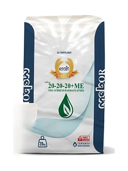 MEBOR 20-20-20 Harmanlanmış NPK Gübresi 25 Kg, Azot, Fosfor, Potasyum, Bor, Bakır, Demir, Mangan ürün görseli 1