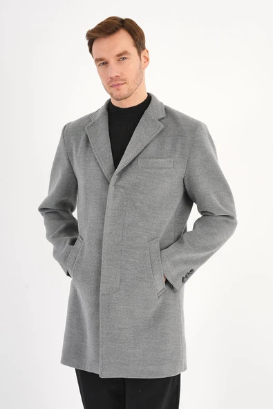 Chill Gri Erkek Kaşe Kaban - 4