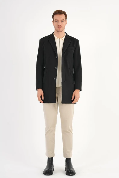 Chill Siyah Erkek Kaşe Kaban - 2