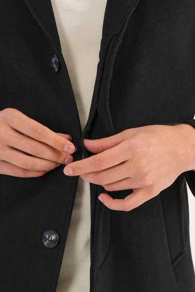 Chill Siyah Erkek Kaşe Kaban - 6