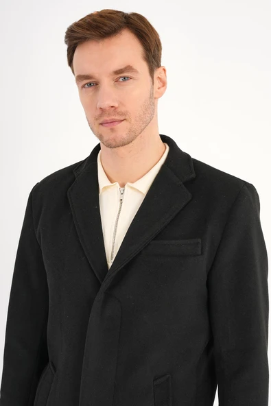 Chill Siyah Erkek Kaşe Kaban - 4