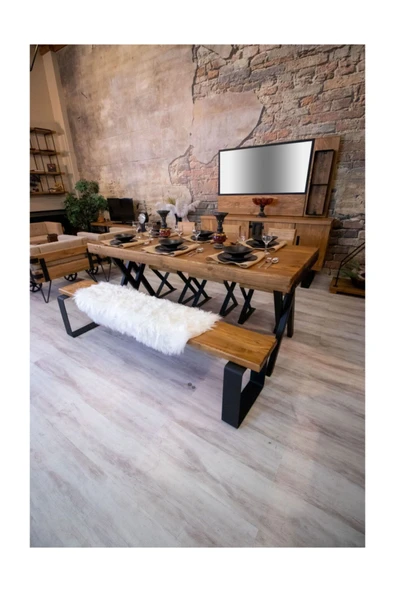 NT Concept Ntconcept Masif Ağaç Yemek Masası - 85cm-200cm Masa - 3