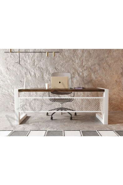 NT Concept Ntconcept Alfa Koyu Ceviz Renk Masif Ahşap Ofis Ve Çalışma Masası(75cm-200cm)