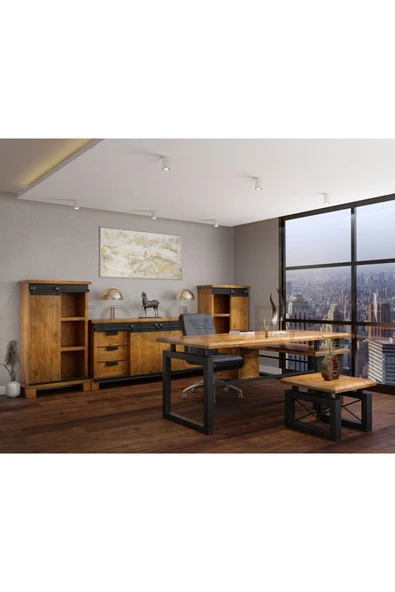 NT Concept Ntconcept Liva Masif Ahşap Ofis Takımı(140cm'lik Takım)