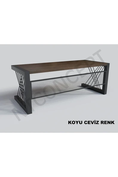 NT Concept Ntconcept Alfa Koyu Ceviz Renk Masif Ahşap Ofis Ve Çalışma Masası(75cm-140cm) - Resim 3
