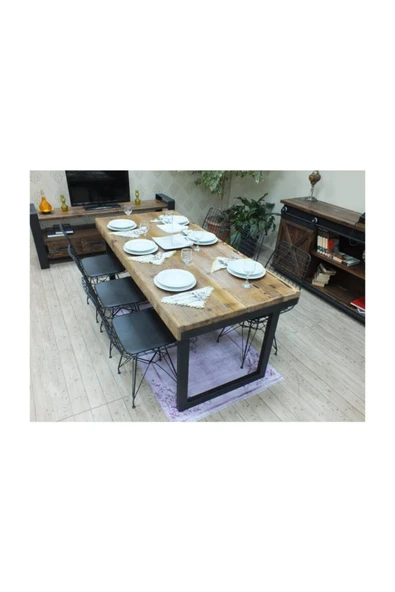 NT Concept Ntconcept Masif Ağaç Yemek Masası - 85cm-150cm Masa - 8