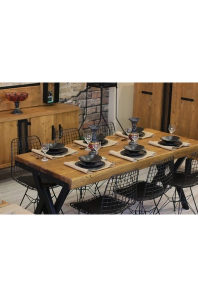 NT Concept Masif Ağaç Yemek Masası - 85cm-220cm Masa - Resim 3