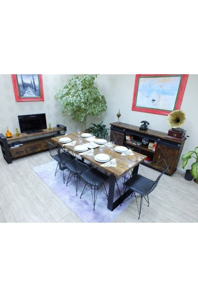 NT Concept Ntconcept Doğal Ağaç Yemek Masası 100cm 210cm Masa - 6