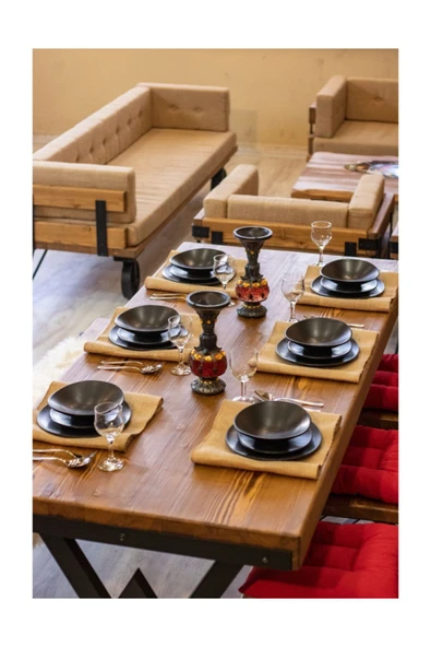 NT Concept Ntconcept Masif Ağaç Yemek Masası - 85cm-200cm Masa - 8