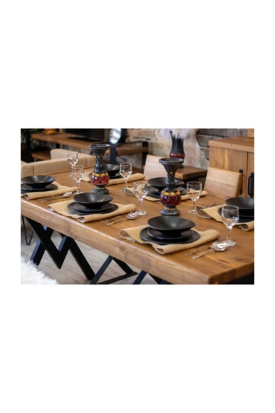 NT Concept Ntconcept Masif Ağaç Yemek Masası - 85cm-200cm Masa - 6