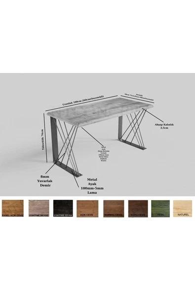 NT Concept Masif Ağaç Ofis Ve Çalışma Masası 75 cm-160 cm - 2
