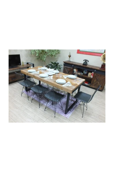 NT Concept Ntconcept Masif Ağaç Yemek Masası - 85cm-150cm Masa - 7