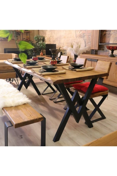 NT Concept Masif Ağaç Yemek Masası - 85cm-125cm Masa - 4