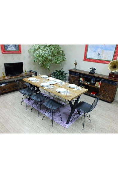 NT Concept Doğal Ağaç Yemek Masası - (100cm-210cm Masa) - 6