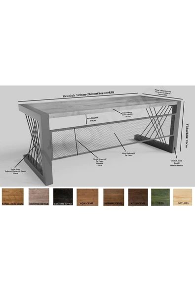NT Concept Ntconcept Alfa Eskitme Beyaz Renk Masif Ahşap Ofis Ve Çalışma Masası(75cm-180cm) - 3
