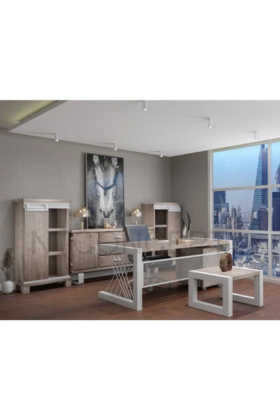 NT Concept Orka Masif Ahşap Ofis Takımı 140 cm'lik Takım