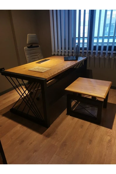 NT Concept Ntconcept Masif Ağaç Ofis Üçlü Takım-200cm-renk Seçenekli