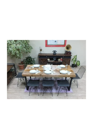 NT Concept Ntconcept Masif Ağaç Yemek Masası - 85cm-150cm Masa - 4