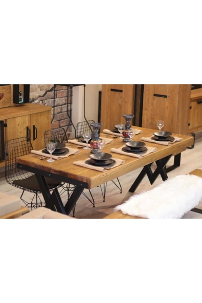 NT Concept Ntconcept Masif Ahşap Yemek Masası - 100cm-220cm Masa - Resim 6