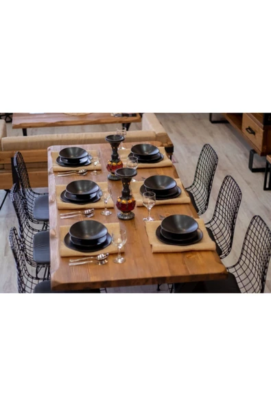 NT Concept Ntconcept Masif Ağaç Yemek Masası - 85cm-240cm Masa - 4