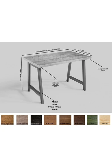NT Concept Tuale  Masif Ağaç Ofis Ve Çalışma Masası(75cm-180cm) - 2