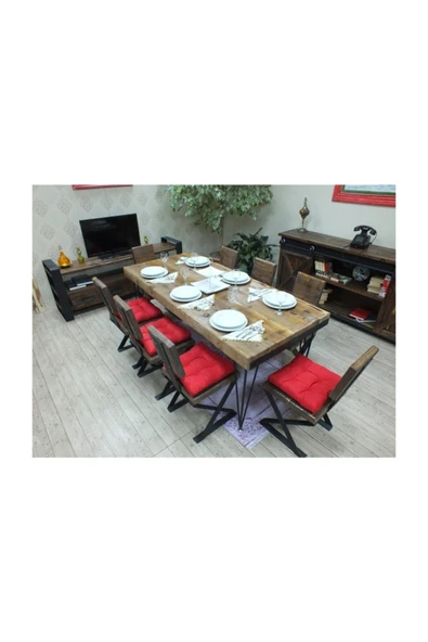 NT Concept Ntconcept Masif Ağaç Yemek Masası - 85cm-200cm Masa - 4