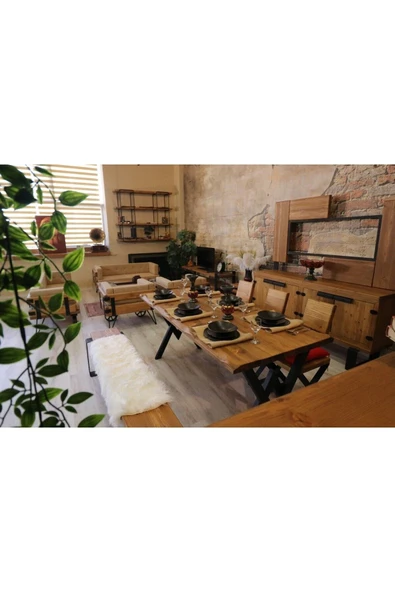 NT Concept Doğal Ahşap Yemek Masası (85CM-150CM MASA-SADECE MASA) - Resim 2