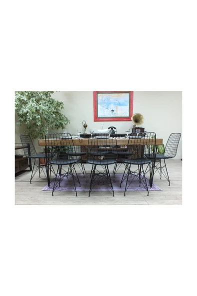 NT Concept Ntconcept Masif Ağaç Yemek Masası - 85cm-200cm Masa - 5