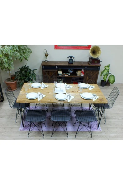 NT Concept Ntconcept Doğal Ağaç Yemek Masası - (85cm-185cm Masa) - Resim 3