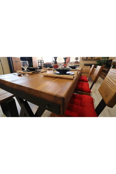 NT Concept Ntconcept Masif Ahşap Yemek Masası - 85cm-230cm Masa - Resim 7