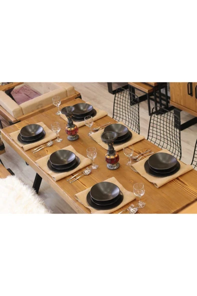NT Concept Ntconcept Masif Ağaç Yemek Masası Takımı(100cm-210cm Masa+210cm Bank+4 Sandalye) - 7