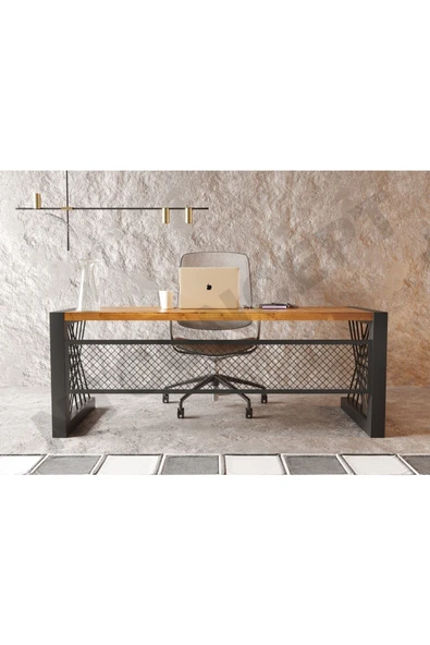 NT Concept Alfa Açık Ceviz Renk Masif Ahşap Ofis Ve Çalışma Masası(75cm-160cm)