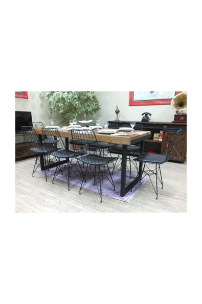 NT Concept Ntconcept Masif Ağaç Yemek Masası - 85cm-150cm Masa - 6