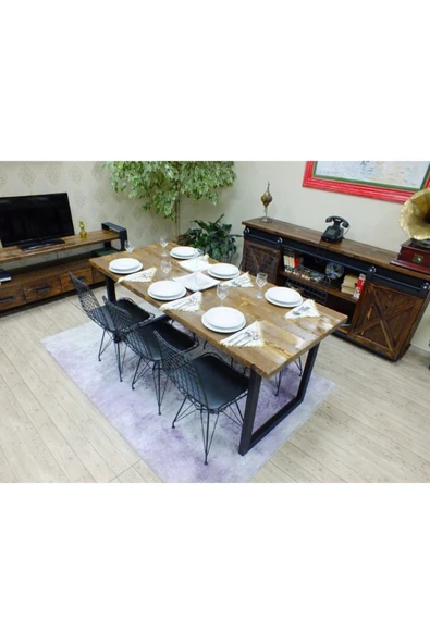 NT Concept Ntconcept Doğal Ağaç Yemek Masası 85cm 185cm Masa - Resim 2