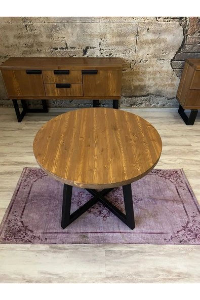 NTCollection Ntconcept Round Masif Ahşap Yuvarlak Yemek Masası 120x120cm - 4