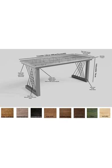 NT Concept Ntconcept Doğal Ağaç Çalışma Masası(85cm-170cm) - Resim 3